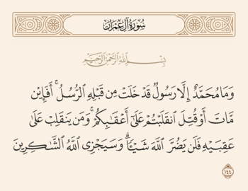 الآية ١٤٤ من سورة آل عمران والغدير