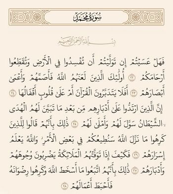 الآيات ٢٢ إلى ٢٨ من سورة محمد وغدير خم